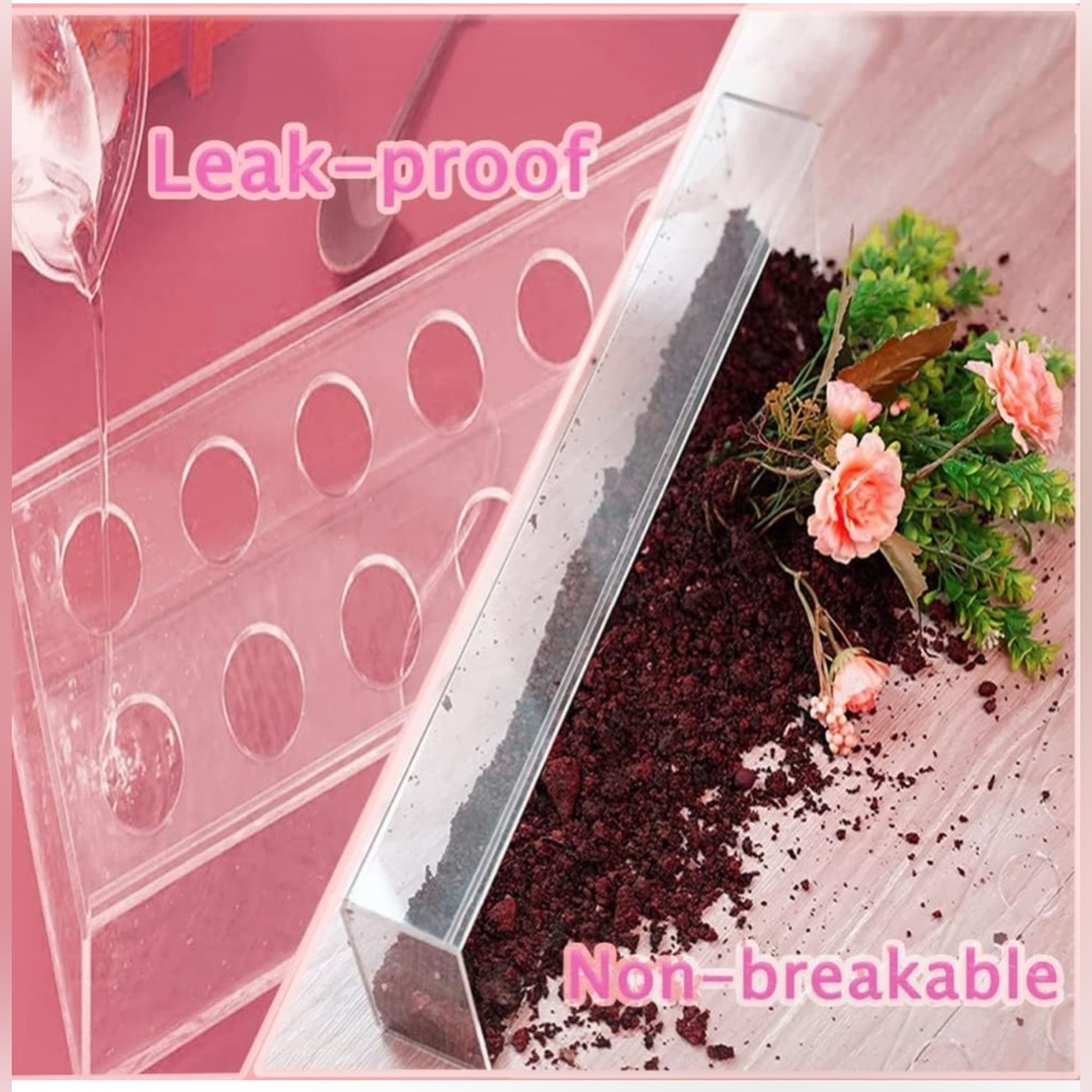 Modern Clear Acrylic 24-Hole Rectangular Flower Vase Centerpiece New In Box - Picture 7 of 7